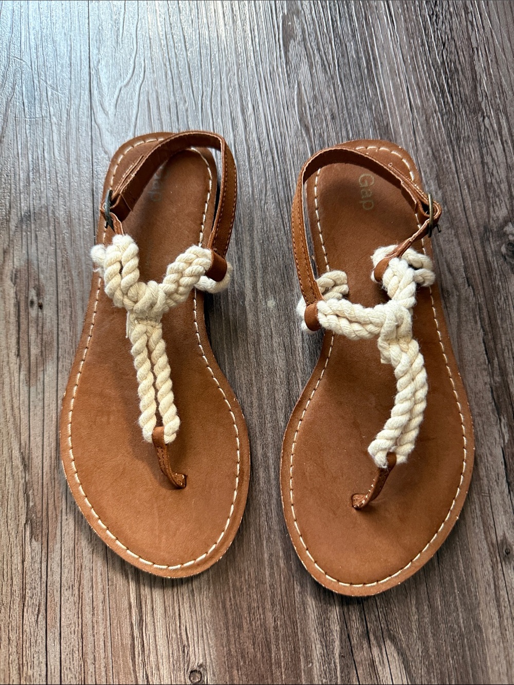 Girls GAP T-Strap Rope Sandals